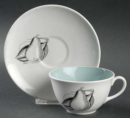 Black Fruit Flat Cup & Saucer Set