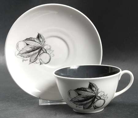 Black Fruit Flat Cup & Saucer Set
