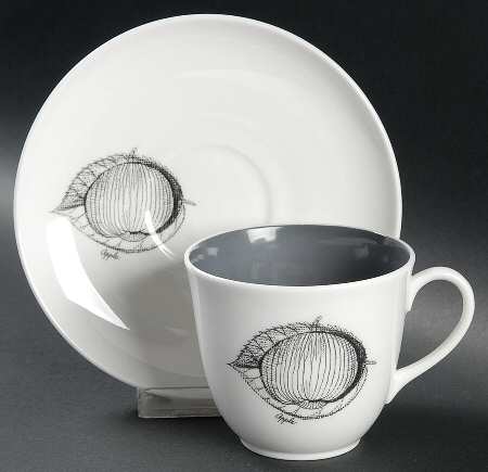 Black Fruit Flat Cup & Saucer Set