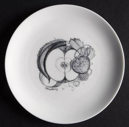 Black Fruit Bread & Butter Plate