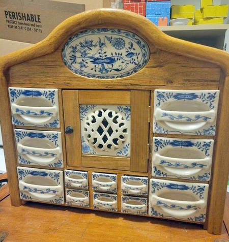 Blue Heritage Wood Spice Cabinet