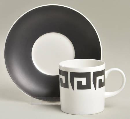Black Keystone Can Shape Demitasse Cup and Saucer Set