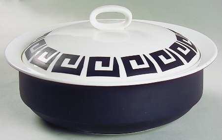 Black Keystone Round Covered Vegetable