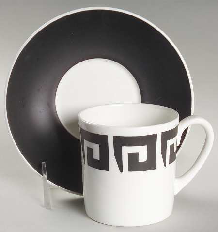 Black Keystone Flat Cup & Saucer Set