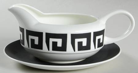 Black Keystone Round Gravy Boat & Underplate