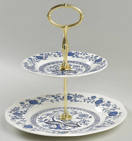 Blue Onion 2 Tiered Serving Tray (Dinner & Salad Plate)