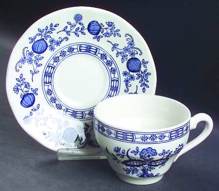 Blue Onion Flat Cup & Saucer Set