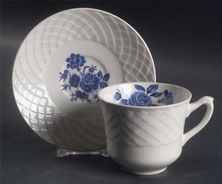 Blue Rose Flat Cup & Saucer Set
