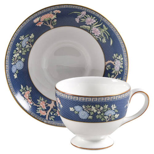 Blue Siam Leigh Shape Footed Cup & Saucer Set