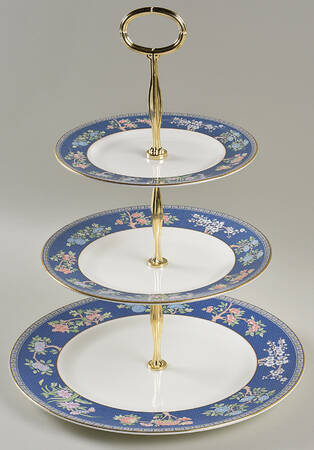 Blue Siam 13 7/8"-14 1/4" 3-Tiered Serving Tray(DP,SP,BB) HC