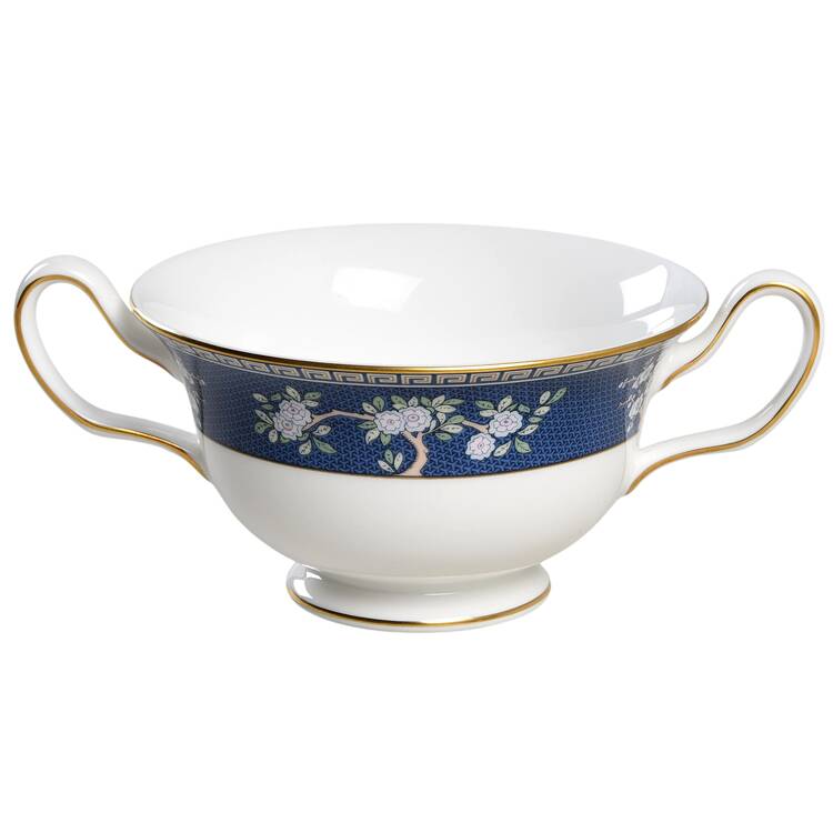 Blue Siam Footed Cream Soup Bowl