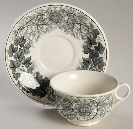 Bowdoin College Gray Footed Cup & Saucer Set