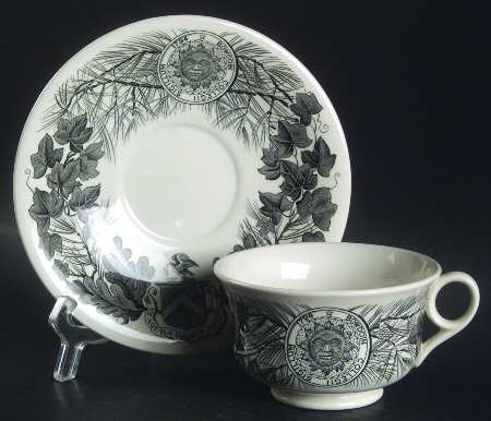 Bowdoin College Gray Footed Cup & Saucer Set