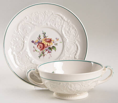 Bognor Footed Cream Soup Bowl & Saucer Set
