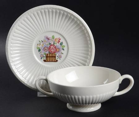 Borrowdale Footed Cream Soup Bowl & Saucer Set