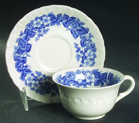 Bramble Blue (Shell Edge) Flat Cup & Saucer Set