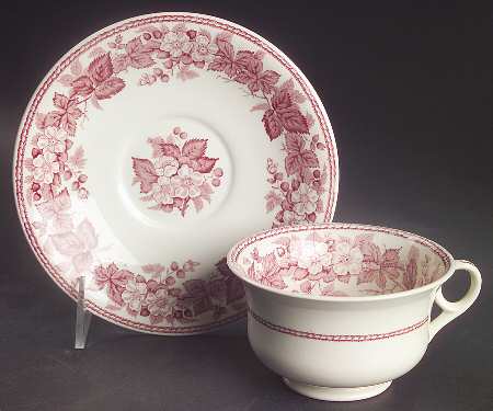 Bramble Pink (Plain Edge) Footed Cup & Saucer Set