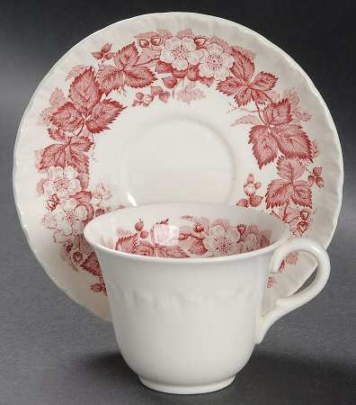 Bramble Pink (Shell Edge) Flat Demitasse Cup & Saucer Set