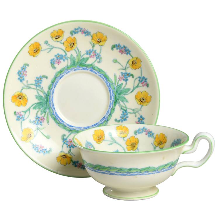 Brookside Flowers Footed Cup & Saucer Set