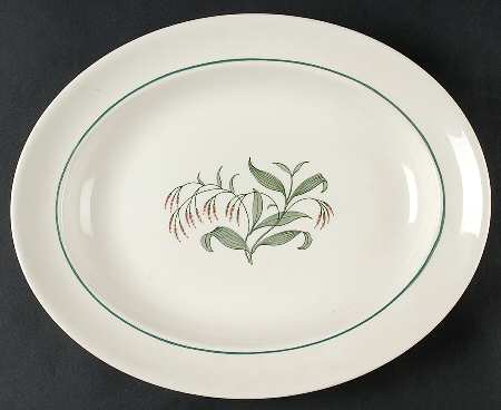 Broomgrass Green (No Trim, Green Verge) 12" Oval Serving Platter