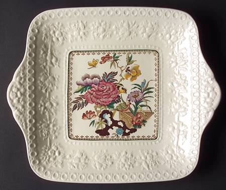 Bullfinch Wellesely Multicolor Square Handled Cake Plate