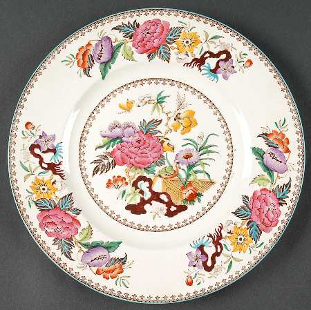 Bullfinch Brown Multicolor (Green Trim) Dinner Plate