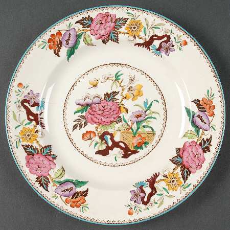 Bullfinch Brown Multicolor (Green Trim) Salad Plate