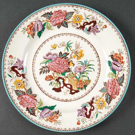 Bullfinch Brown Multicolor (Green Trim) Luncheon Plate