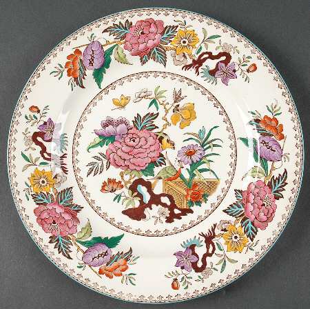 Bullfinch Brown Multicolor (Green Trim) Luncheon Plate