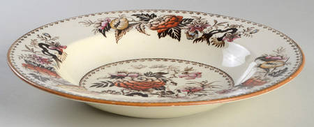 Bullfinch Brown Multicolor (Brown Trim) Large Rim Soup Bowl