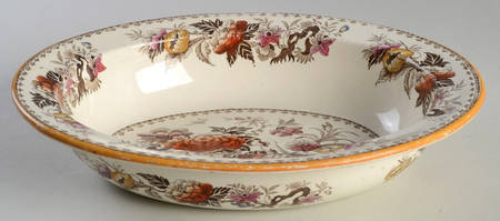 Bullfinch Brown Multicolor (Brown Trim) 9" Oval Vegetable Bowl