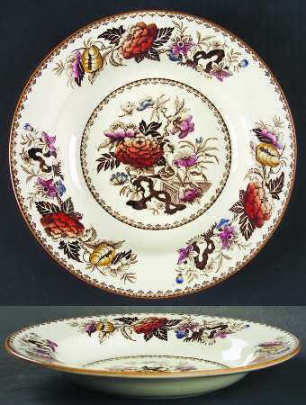 Bullfinch Brown Multicolor (Brown Trim) Rim Soup Bowl