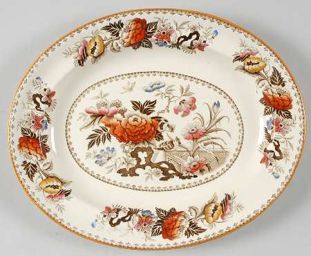 Bullfinch Brown Multicolor (Brown Trim) 10" Oval Serving Platter