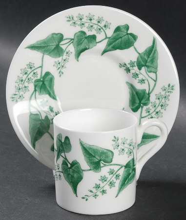 Buxton Green Bond Shape Demitasse Cup and Saucer Set
