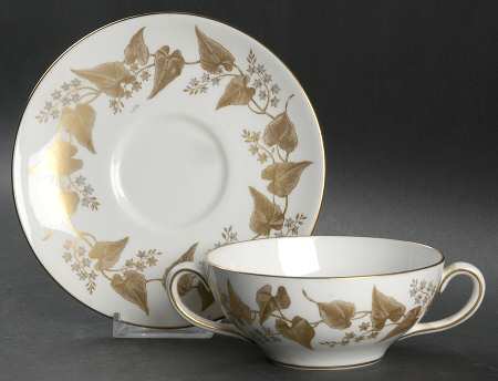 Buxton Gold Flat Cream Soup Bowl & Saucer Set