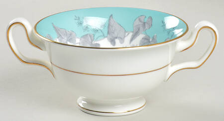 Buxton Turquoise (Gold Trim) Footed Cream Soup Bowl