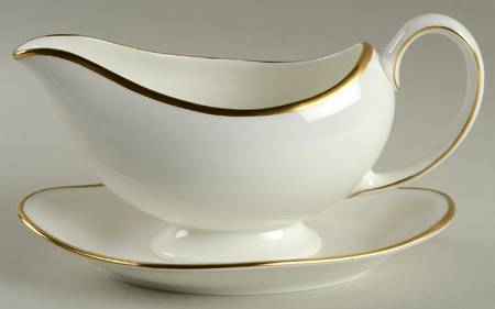 California (Bone) Gravy Boat with Attached Underplate