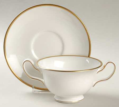 California (Bone) Footed Cream Soup Bowl & Saucer Set by Wedgwood