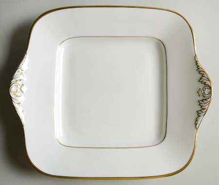 California (Bone) Square Handled Cake Plate