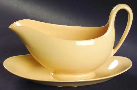 Cane Yellow Gravy Boat with Attached Underplate by Wedgwood