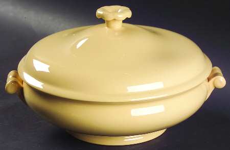 Cane Yellow Round Covered Vegetable