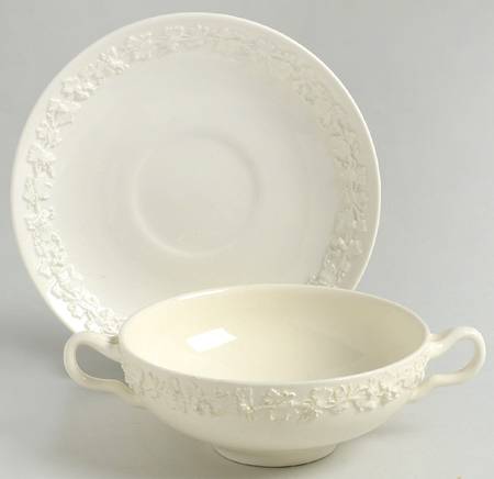 Cream Color on Cream Color (Plain Edge) Flat Cream Soup Bowl