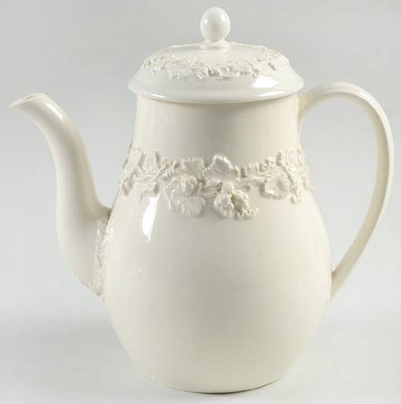 Cream Color on Cream Color (Plain Edge) Coffee Pot & Lid