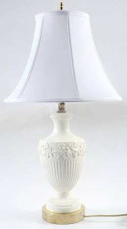 Cream Color on Cream Color (Plain Edge) 16" Lamp Electric & Shade