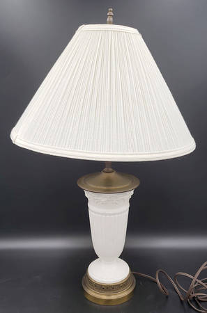 Cream Color on Cream Color (Plain Edge) 21" Electric Lamp & Shade