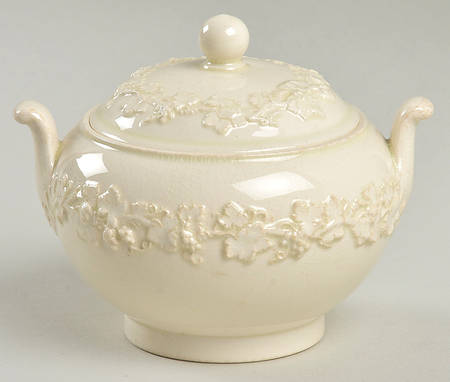Cream Color on Cream Color (Plain Edge) Mini Sugar Bowl & Lid
