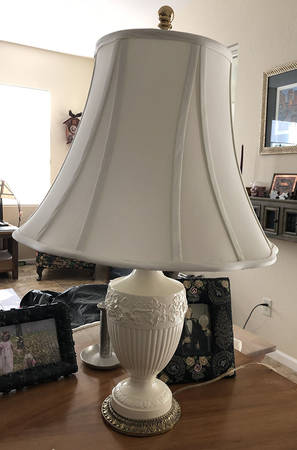 Cream Color on Cream Color (Plain Edge) 23" Electric Lamp & Shade