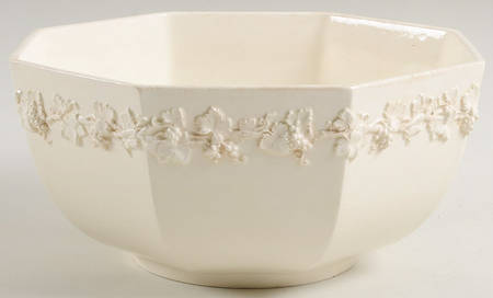 Cream Color on Cream Color (Plain Edge) 7" Octagonal Vegetable Bowl