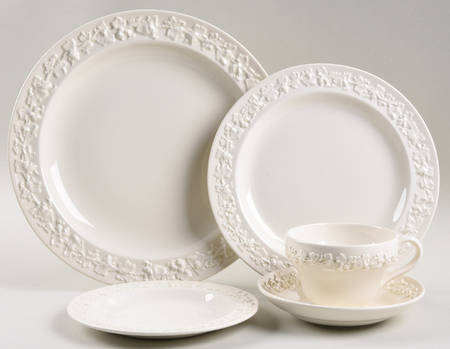 Cream Color on Cream Color (Plain Edge) 5 Piece Place Setting