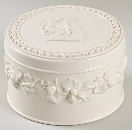 Cream Color on Cream Color (Plain Edge) Miniature Round Box